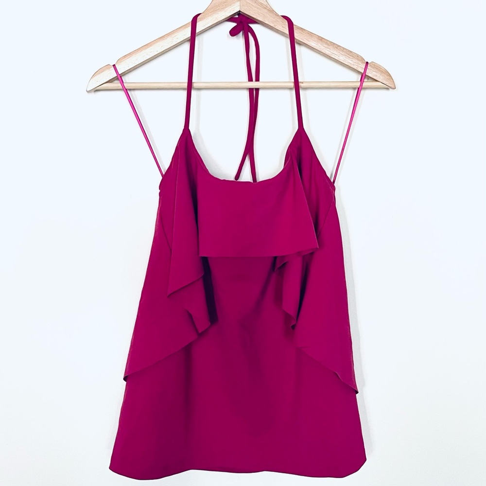 Susana Monaco • M • Magenta Ruffle Halter Tank Top
